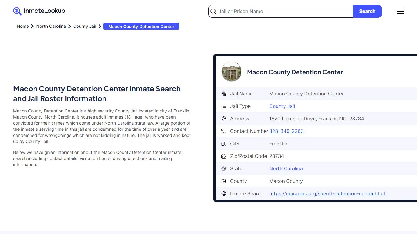 Macon County Detention Center Inmate Search and Jail Roster Information